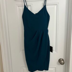 Lulu's Teal Strappy Mini Dress